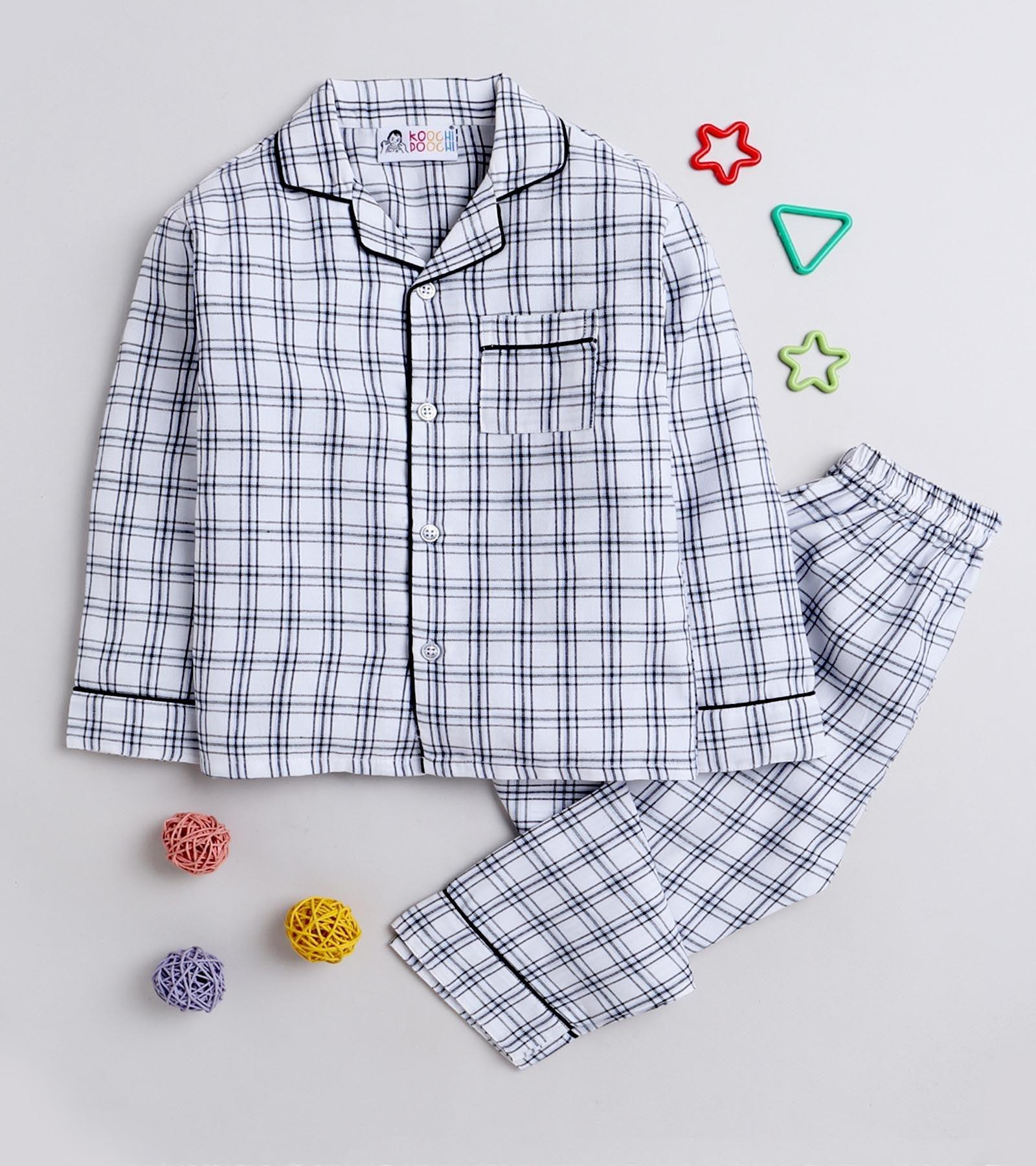 Grey Checks Nightsuit Set