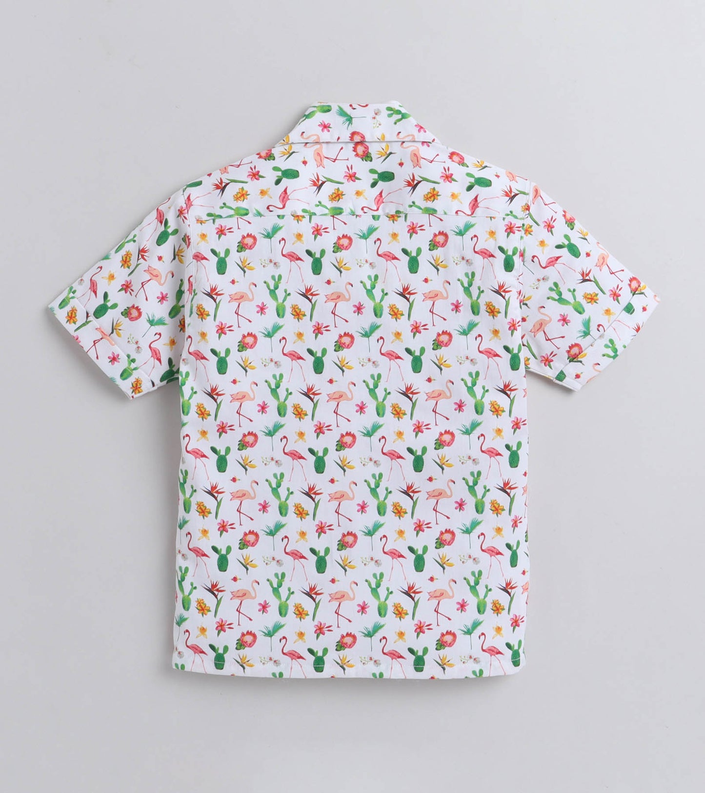 Flamingo Digital printed Shirt with White solid shorts
