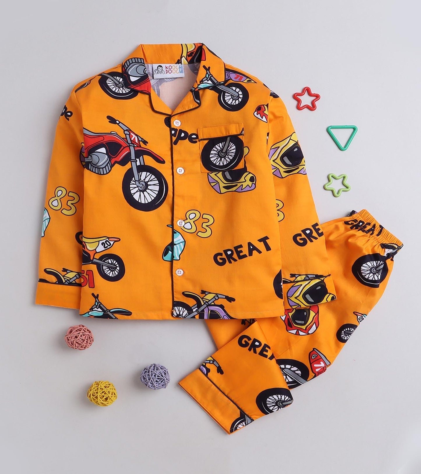 Racing Bike printed Nightsuit Set