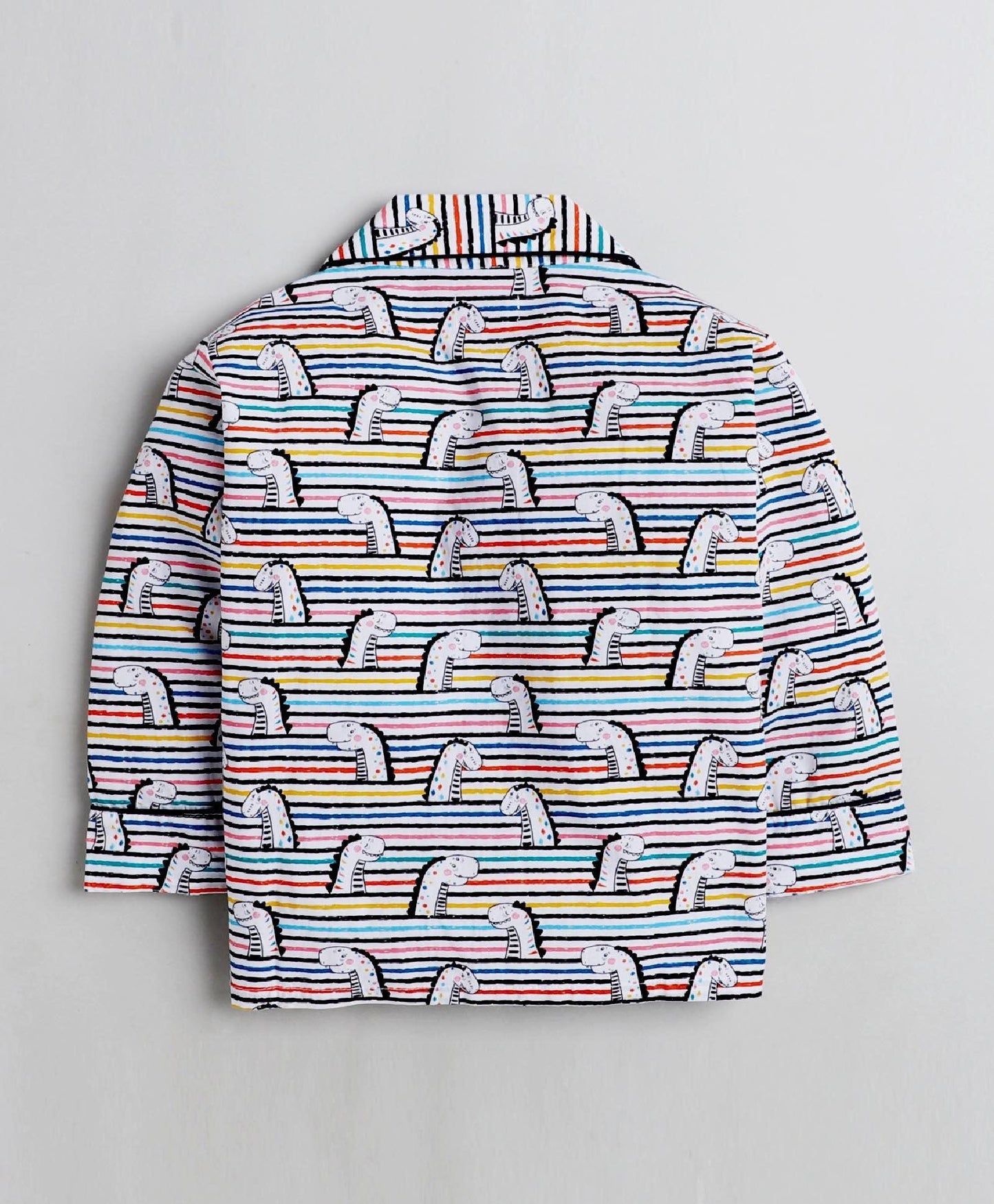 Stripped Dino Printed Night Suit Set