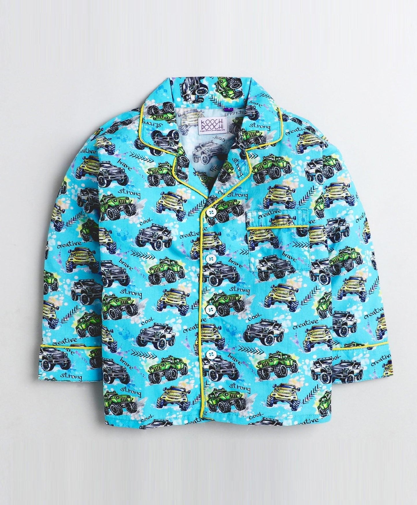 Thundering Cars Printed Night Suit Set