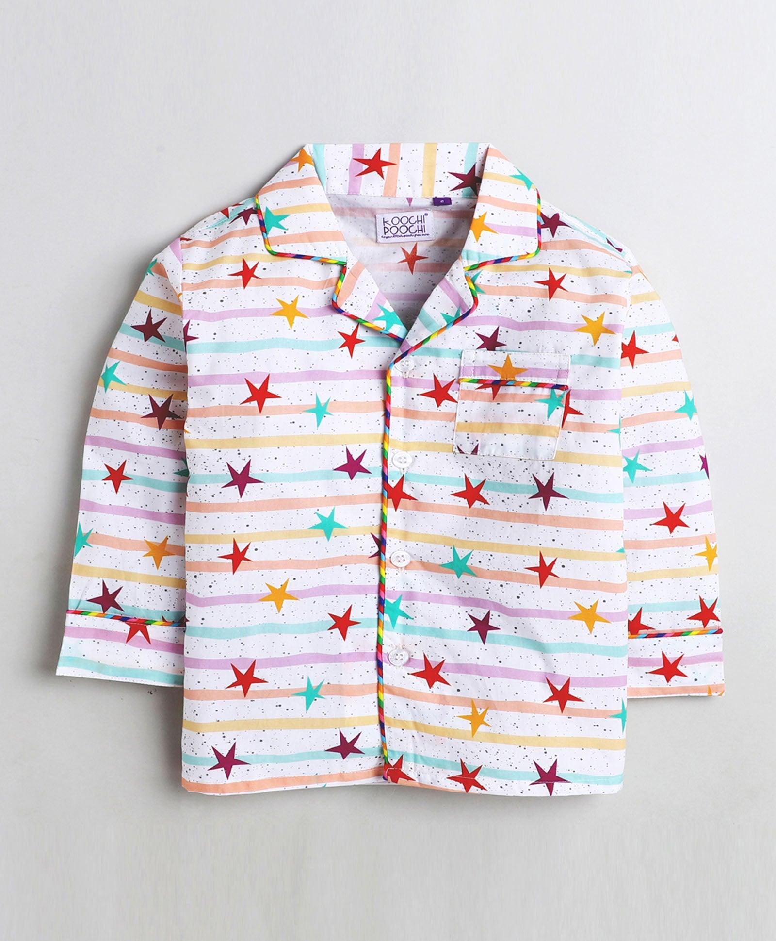 Twinkling Stars Printed Night Suit Set