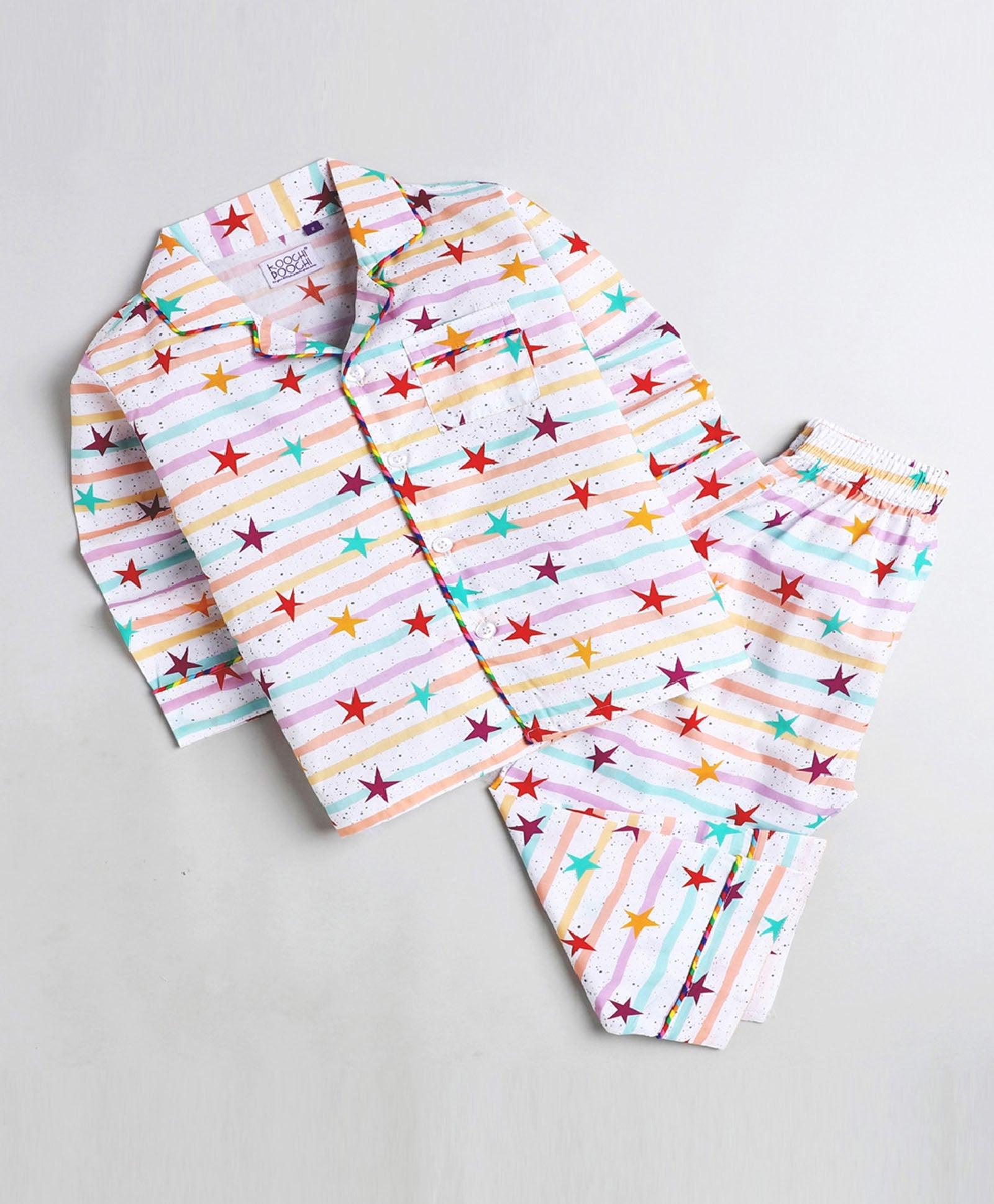 Twinkling Stars Printed Night Suit Set