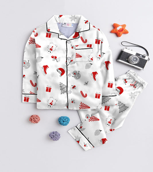 Christmas Theme Pure Cotton Printed Nightsuit Sets