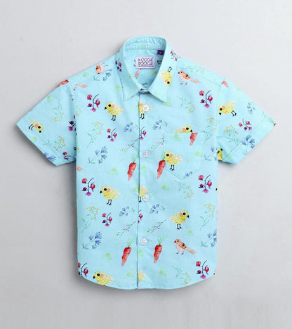 Bird Printed Half Sleeve Shirt