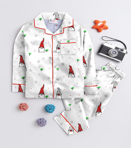 Christmas Theme Cap Pure Cotton Printed Nightsuit Sets