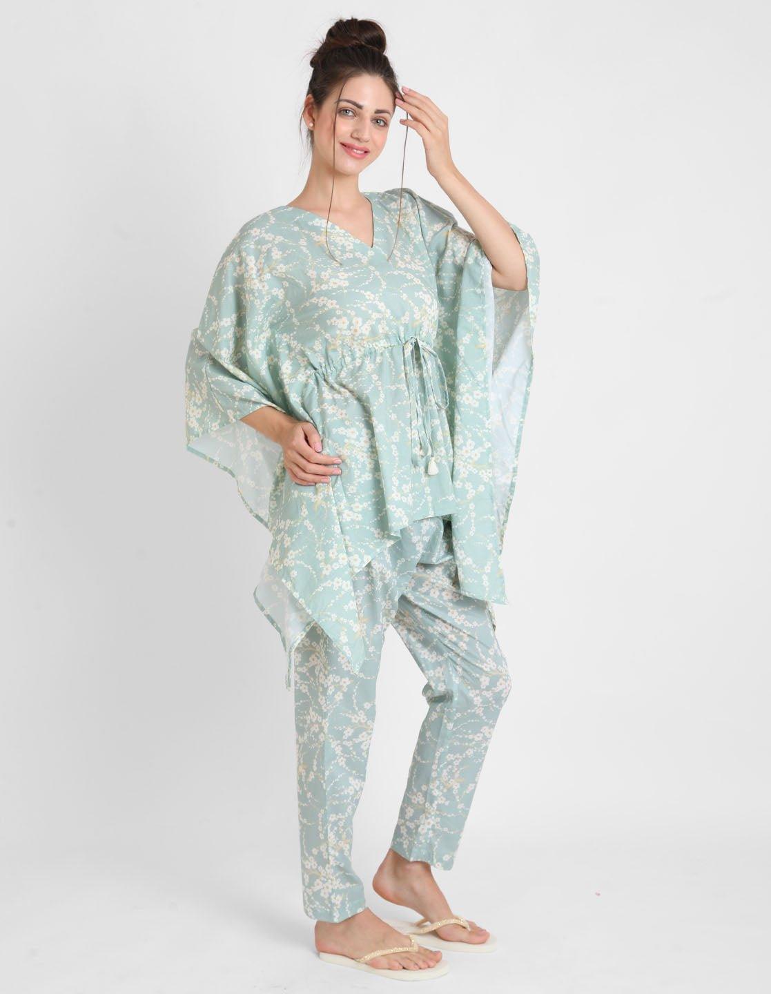 Blossom Print Kaftan Pajama Set