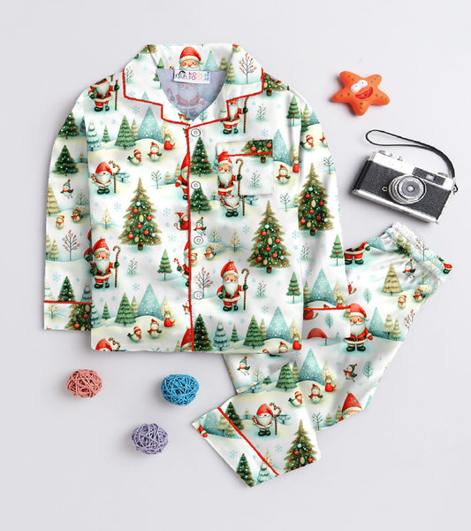 Christmas Theme Santa Pure Cotton Printed Nightsuit Sets