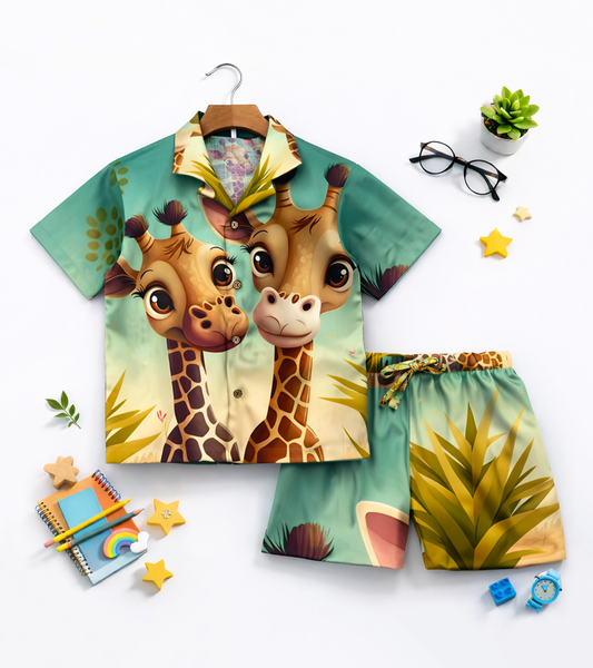 African Safari Giraffe Printed kids Co ord Set