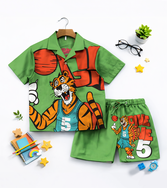 All-Star Tiger Basketball Printed kids Co ord Set