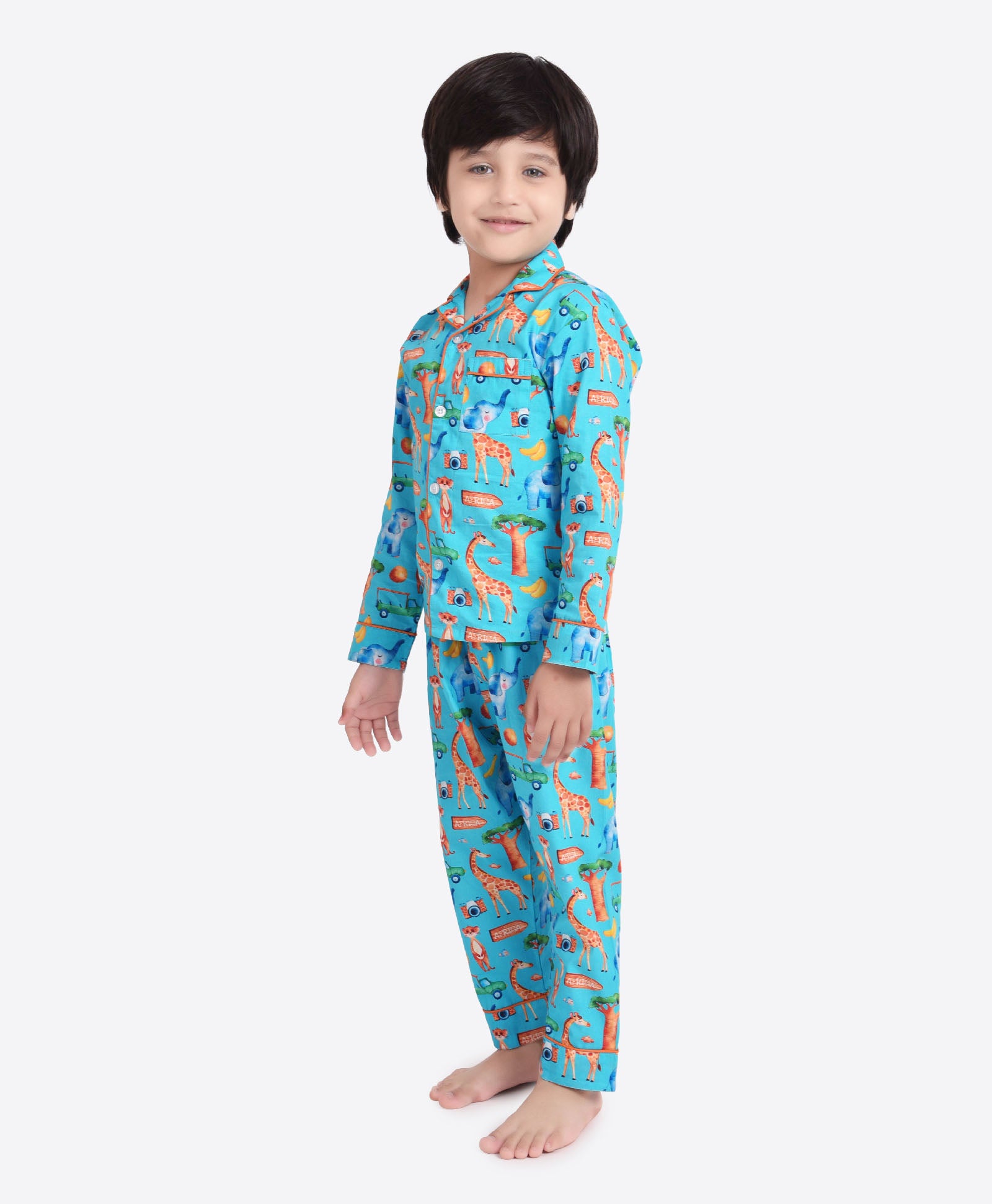 Unisex Donut Print Night suit for Girls or Boys White  biglilpeople