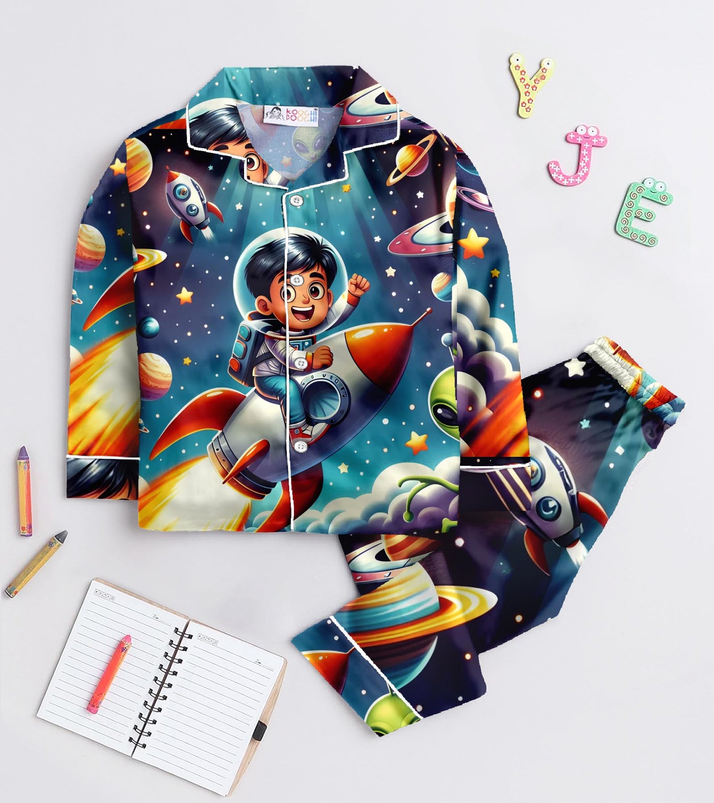 Astronaut Pure Cotton Printed Nightsuit Set