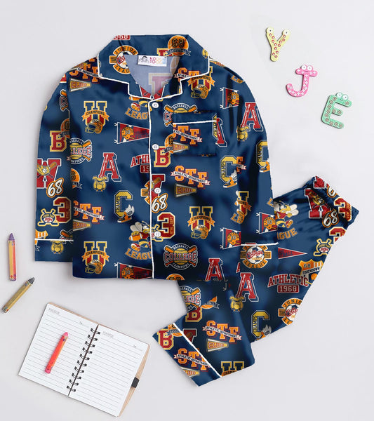 Athletic Pure Cotton Printed Nightsuit Set