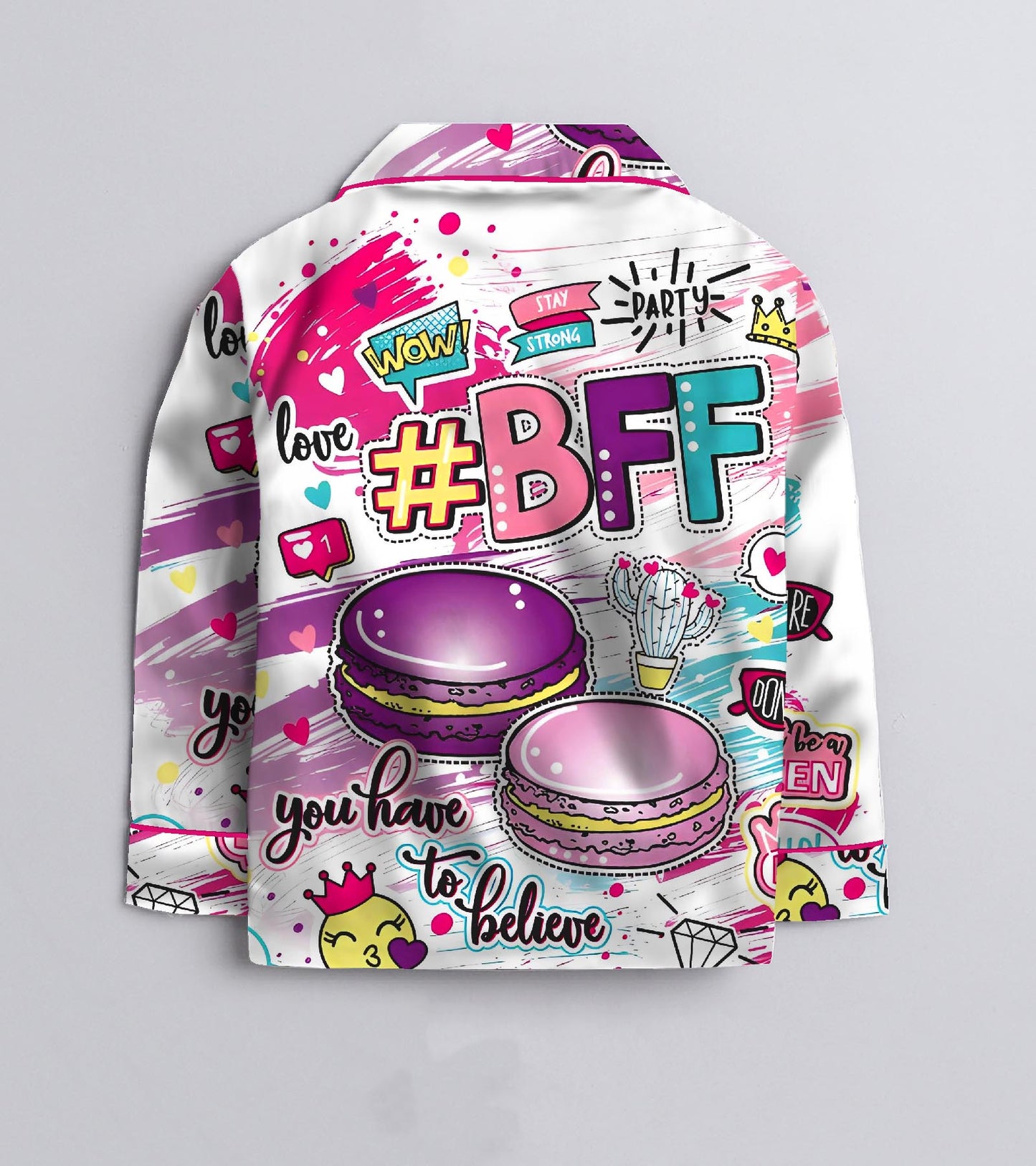 BFF Printed Girls Pure Cotton Nightsuit Set