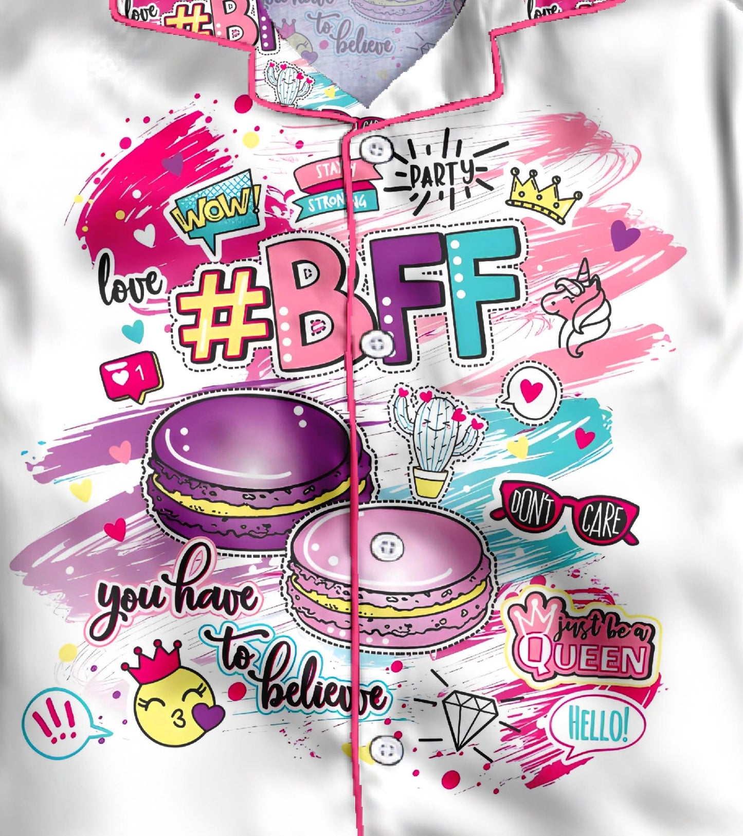 BFF Printed Girls Pure Cotton Nightsuit Set