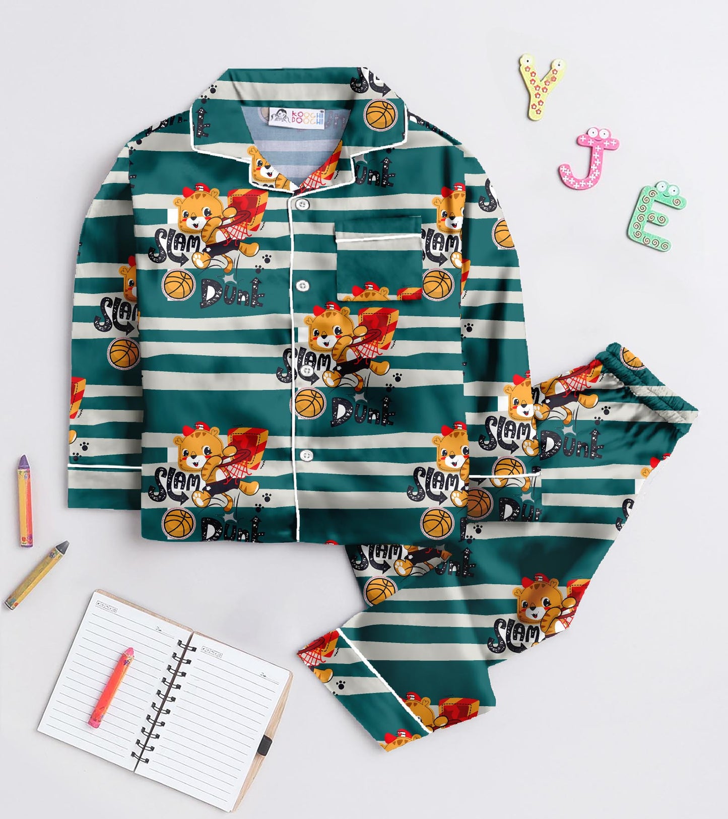 Basket Ball Play Pure Cotton Printed Nightsuit Set