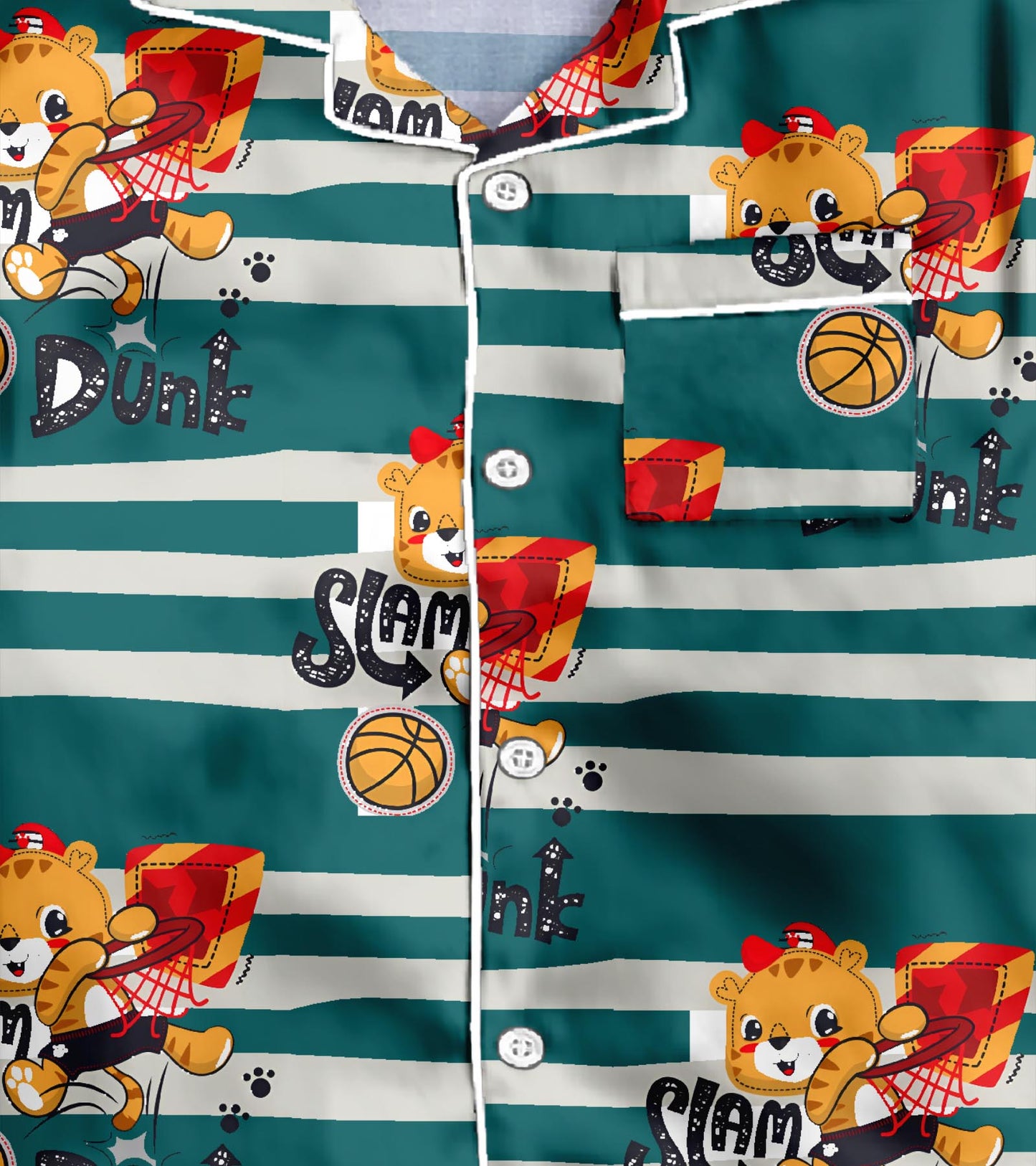 Basket Ball Play Pure Cotton Printed Nightsuit Set