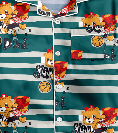 Basket Ball Play Pure Cotton Printed Nightsuit Set