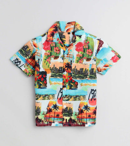 Beach postcard Printed Boys Co ord Set