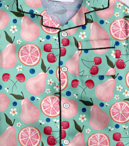 Beauty Fruit Printed Girls Pure Cotton Nightsuit Set