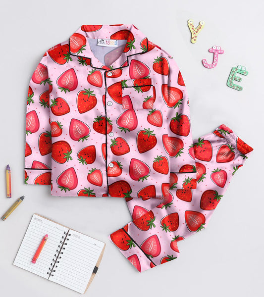 Berry Bloom Pure Cotton Printed Nightsuit Set