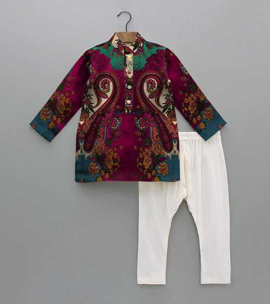 Big Paisly Printed Pure Cotton Kurta And Pyjama