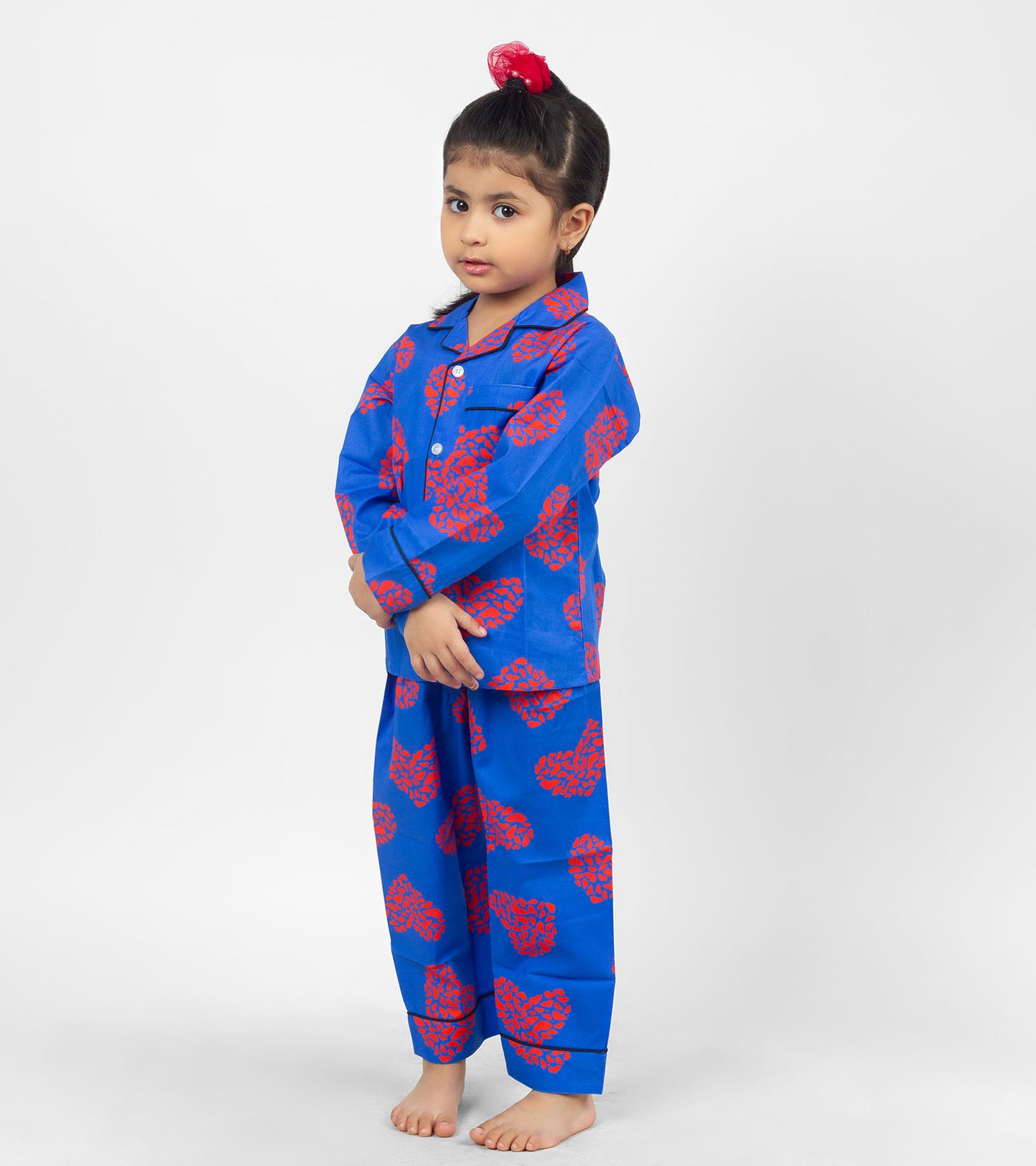 Love Art Blue Printed Girls Nightsuit Set