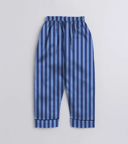 Blue Stripe Printed Nightsuit Set