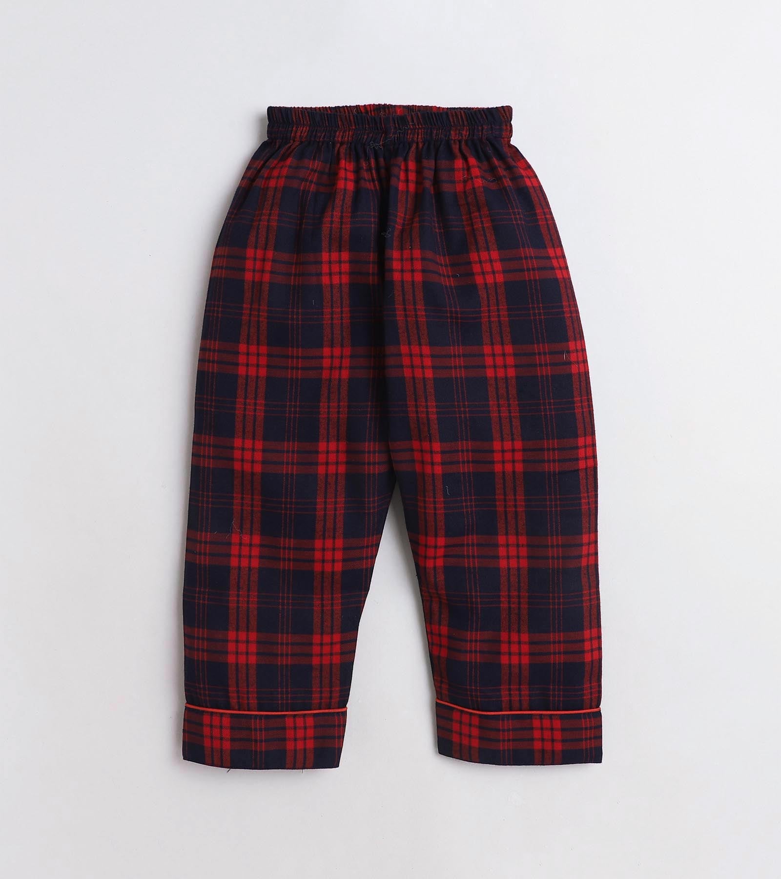 Blue and Red Checks Printed Nightsuit Set