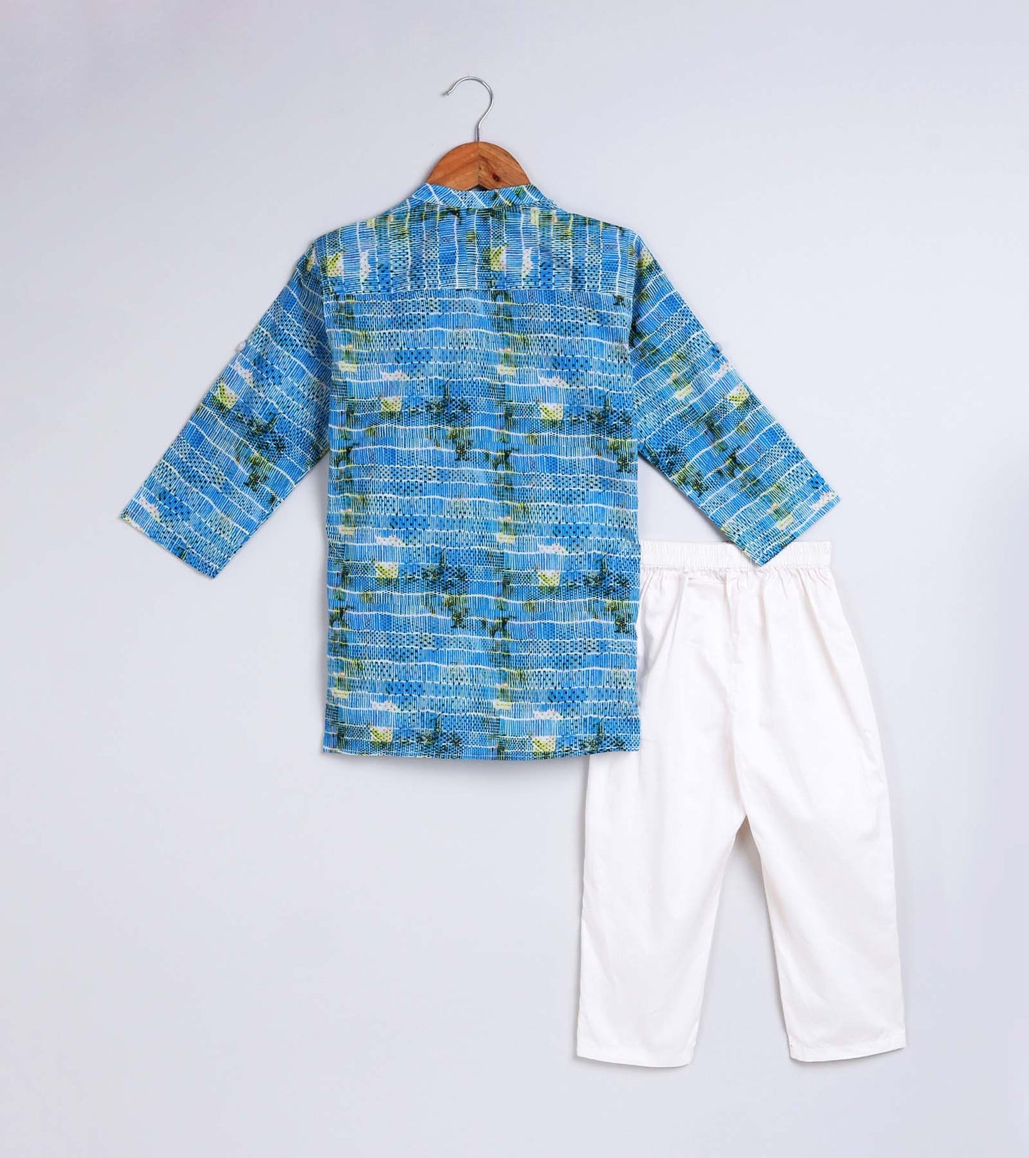 Boys Blue Abstract Printed Kurta Set