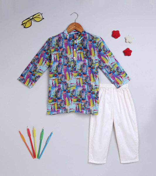 Boys Colorful Printed Kurta Set