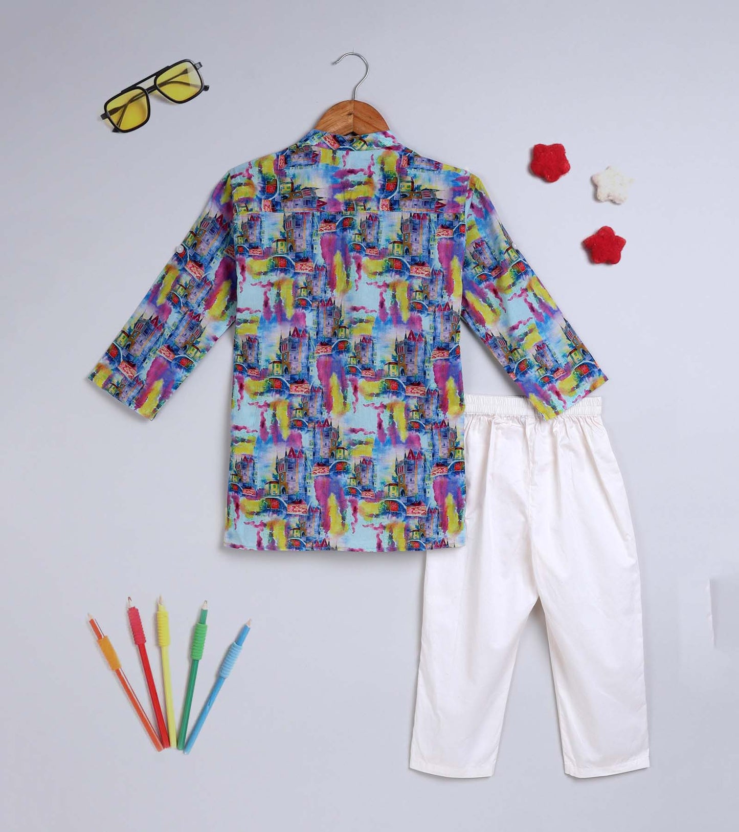 Boys Colorful Printed Kurta Set