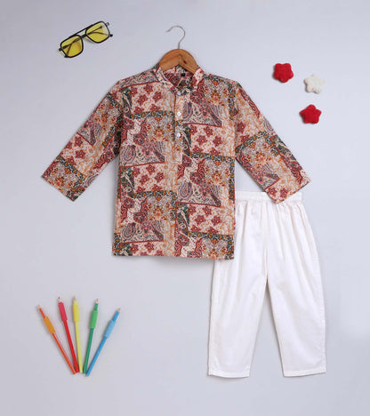 Boys Paisly Printed Kurta Set