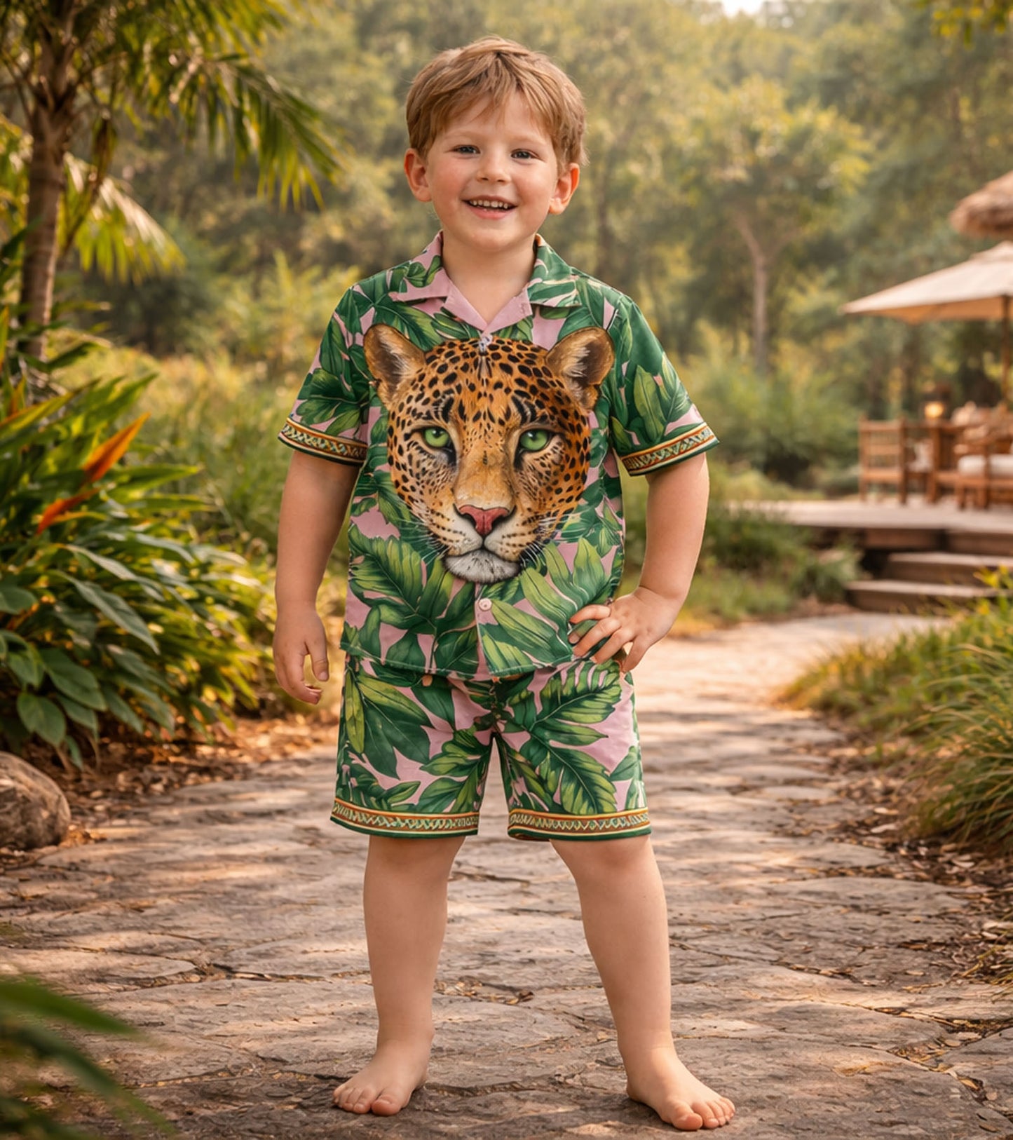 Boys Wild Leopard and Tiger Jungle Pure Cotton  Co-ord Set
