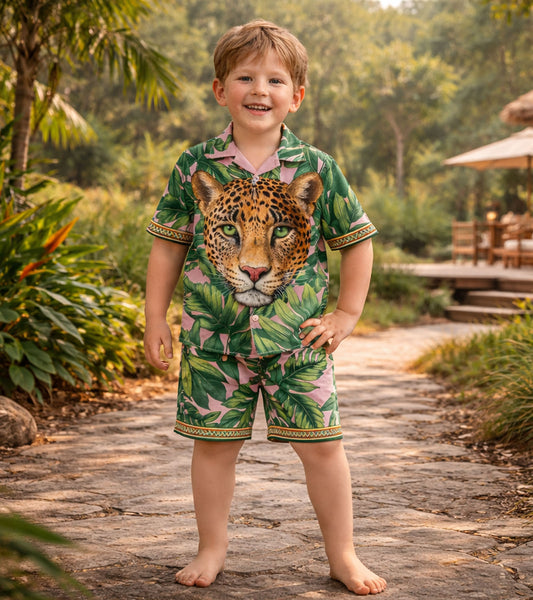 Boys Wild Leopard and Tiger Jungle Pure Cotton  Co-ord Set