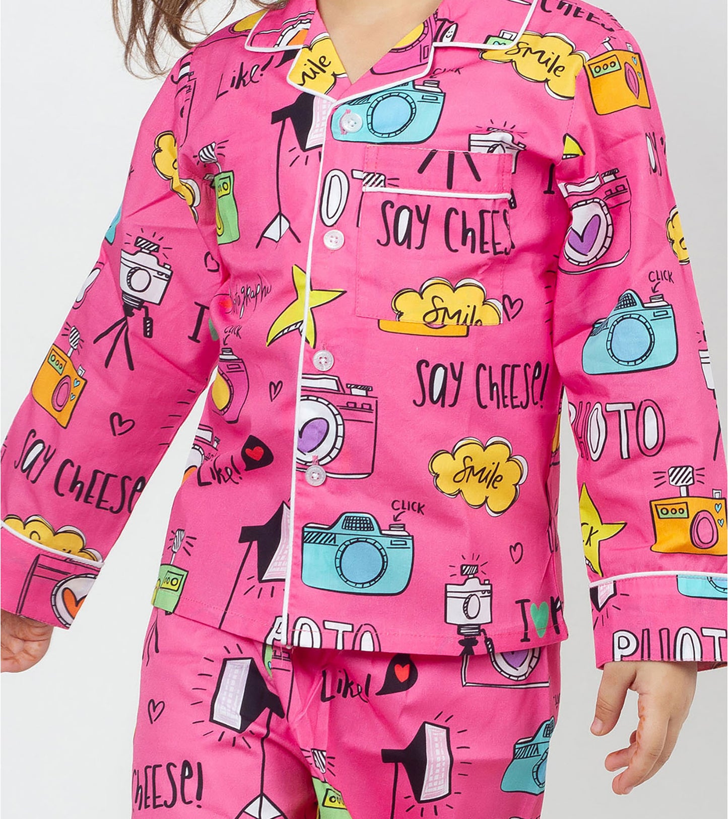 Camera Printed  Girls Nightsuit Set