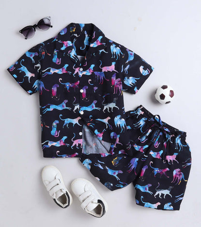 Cheetah Printed Boys Co ord Set