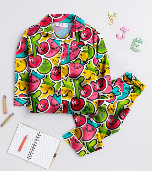 Cherry Pure Cotton Printed Nightsuit Set