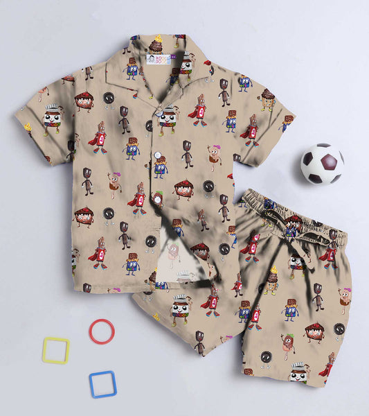 Chocolate Printed Boys Co ord Set