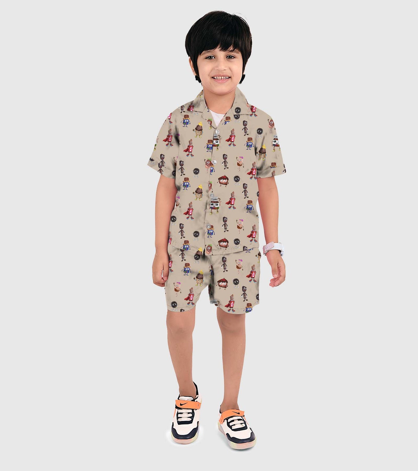 Chocolate Printed Boys Co ord Set