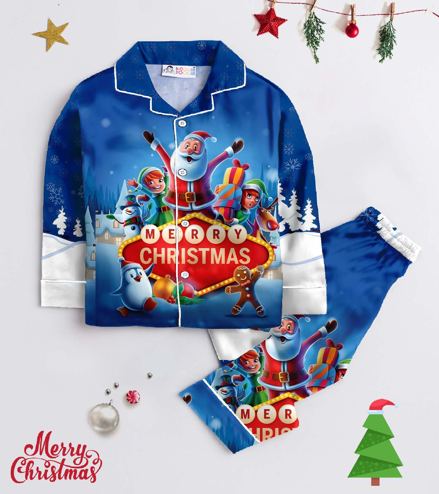 Christmas Celebration Gift Pure Cotton Christmas Printed Nightsuit Set
