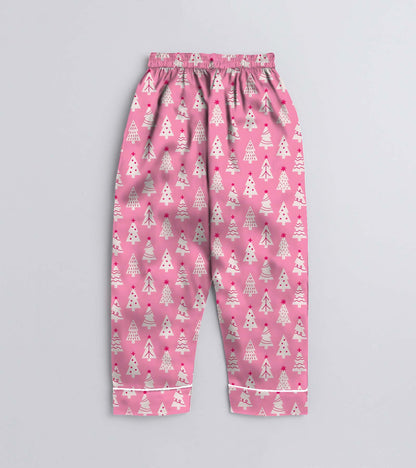 Christmas Cute Tree Pure Cotton Christmas Printed Nightsuit Set