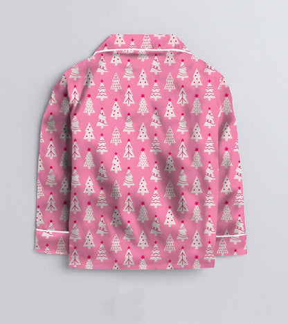 Christmas Cute Tree Pure Cotton Christmas Printed Nightsuit Set