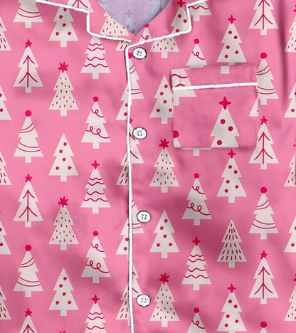 Christmas Cute Tree Pure Cotton Christmas Printed Nightsuit Set