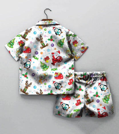 Christmas Gift Santa Printed Boys Co ord Set
