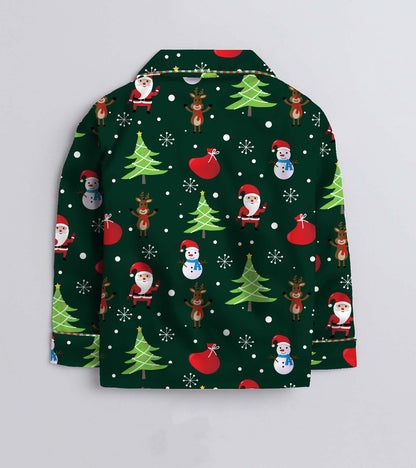 Christmas Tree Pure Cotton Christmas Printed Nightsuit Set