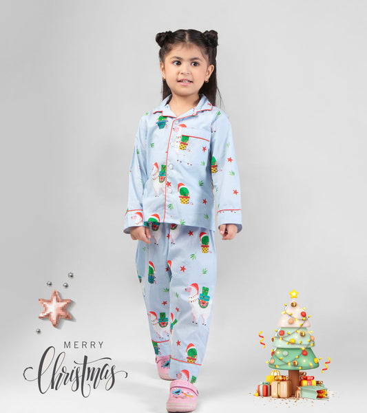 Christmas with Lama Printed Nightsuit Set