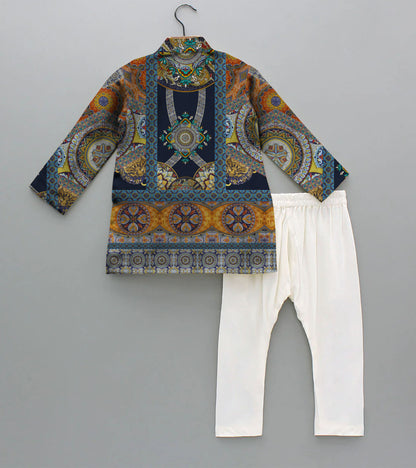 Clasic Indian Art Printed Pure Cotton Kurta And Pyjama