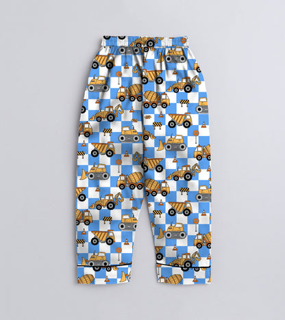 Construction Truck Printed Nightsuit Set