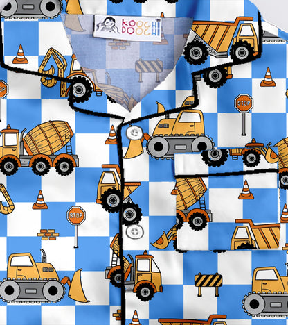 Construction Truck Printed Nightsuit Set